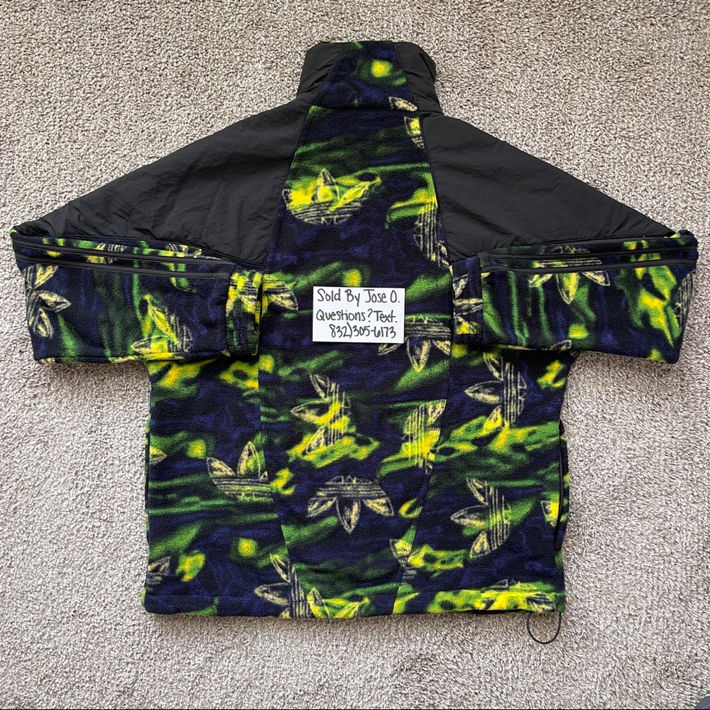 ADIDAS BIG TREFOIL PRINTED POLAR TRACK TOP MENS FLEECE JACKET SIZE MEDIUM FULL Z - Picture 2 of 6